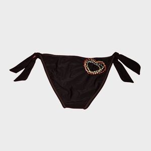 Black Embroidered Heart Bikini Bottom 🖤